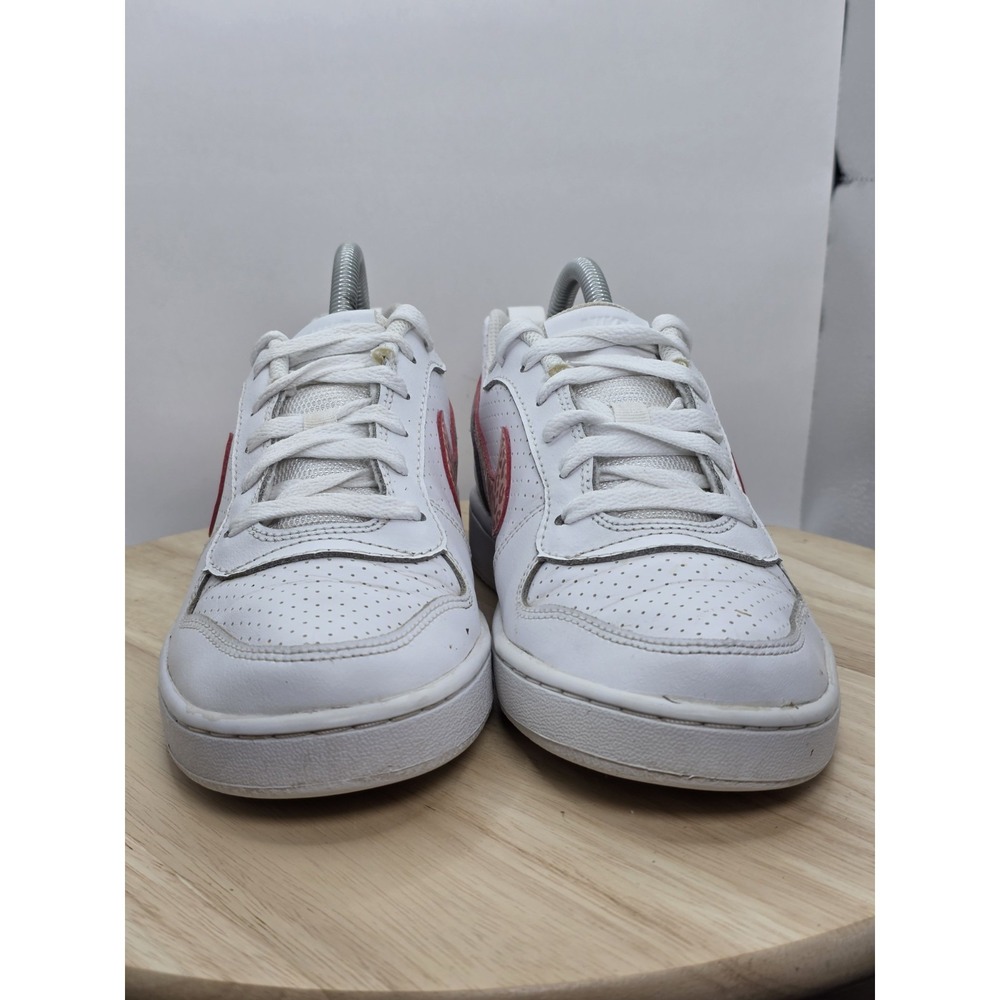 Womens Size 7.5 - White Nike Court Borough Low with pink leopard Swoosh Sneakers - Picture 2 of 9